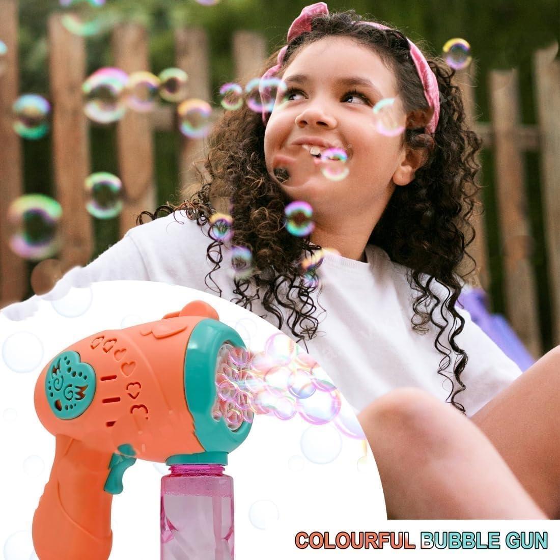 Bubble Machine for Kids Automatic Bubble Gun Leak-Proof Design with 1 Bubble Solution (Multicolor)
