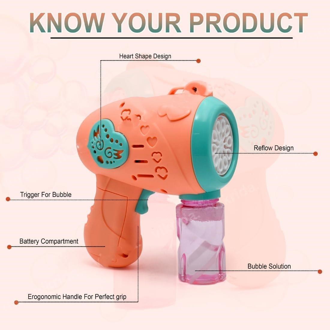 Bubble Machine for Kids Automatic Bubble Gun Leak-Proof Design with 1 Bubble Solution (Multicolor)