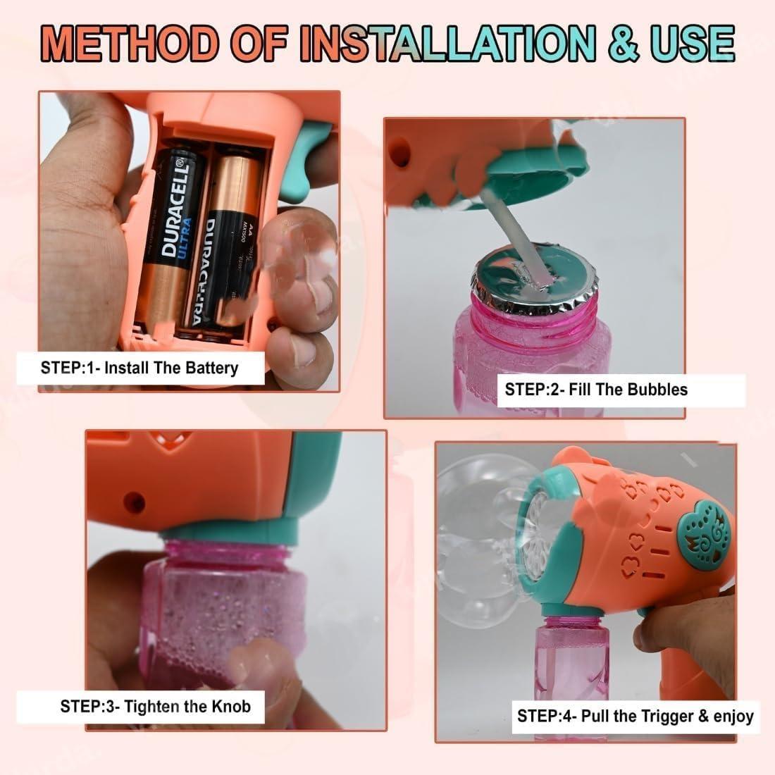 Bubble Machine for Kids Automatic Bubble Gun Leak-Proof Design with 1 Bubble Solution (Multicolor)