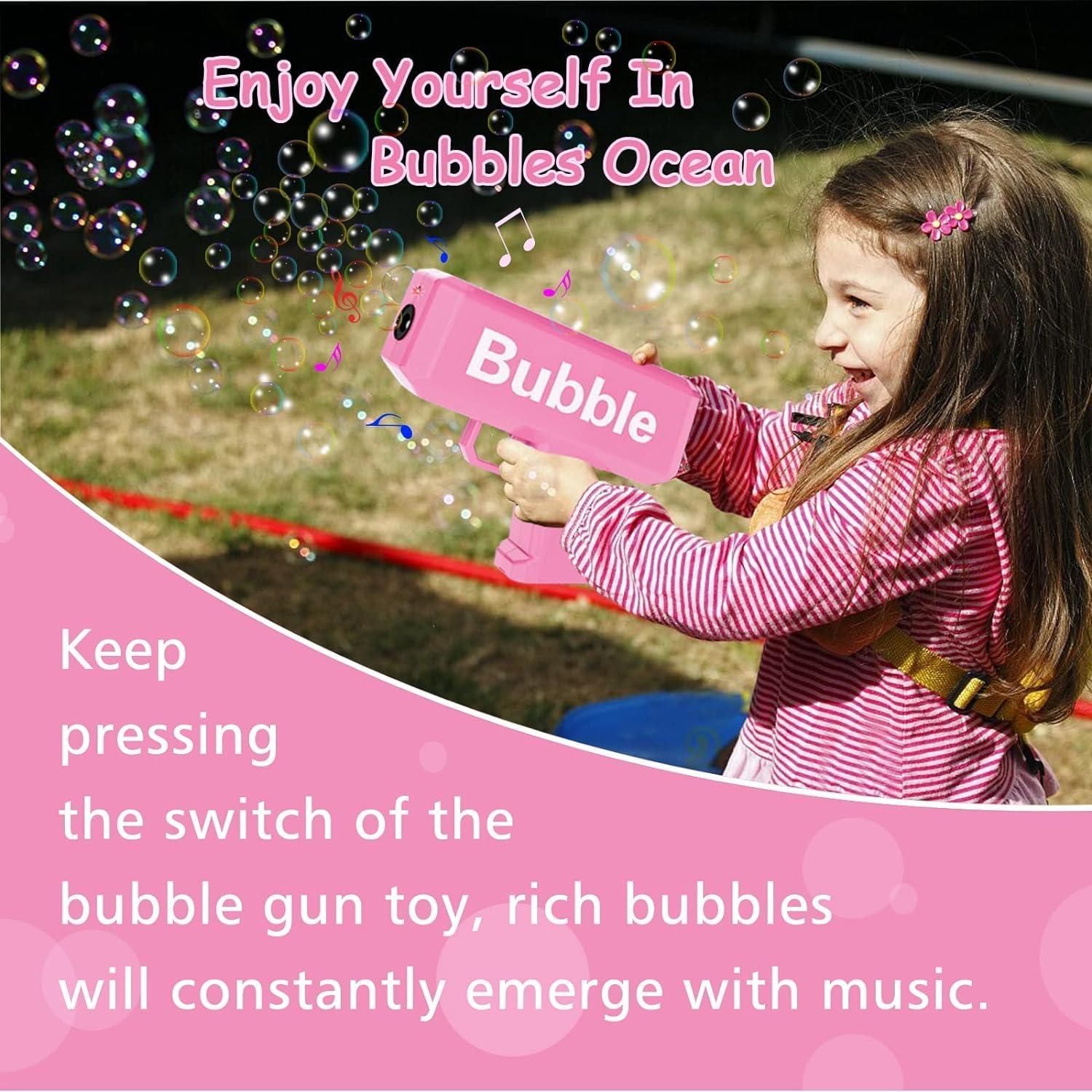 Electric Bubble Gun With 2 Refill Solution, Bubble Heaven Machine Bubble Guns for Kids Outdoor Bubble Machine Gift for Kids Adults