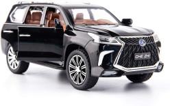 1/24 Lexus 570 Off-Road in Luxury SUV Model Car, Zinc Alloy Pull Back Big Toy car with Sound and Light for Kids Boy Girl Gift(Black)