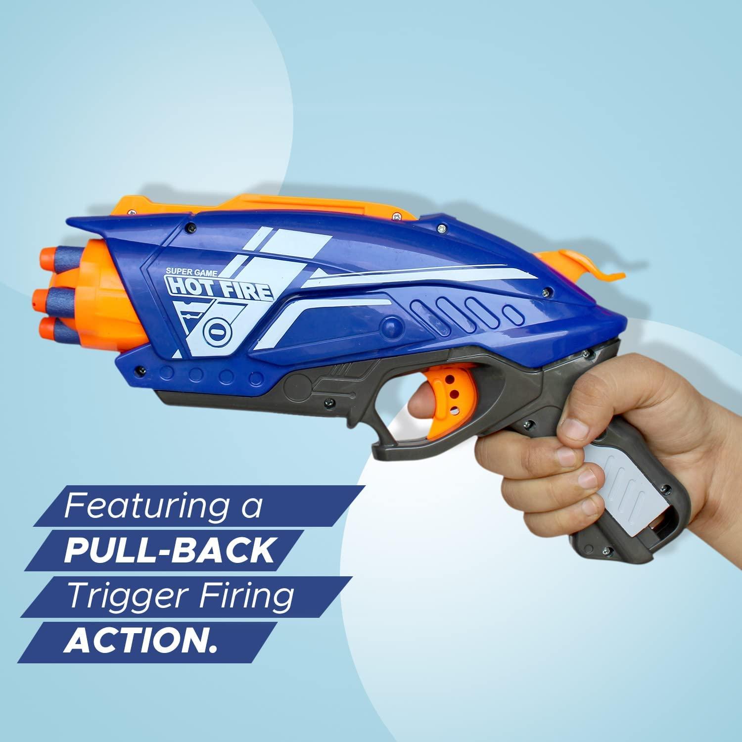 5 Darts Hot Fire Foam Blaster Big Size Toy Gun with 10 Soft Foam Bullets for Kids