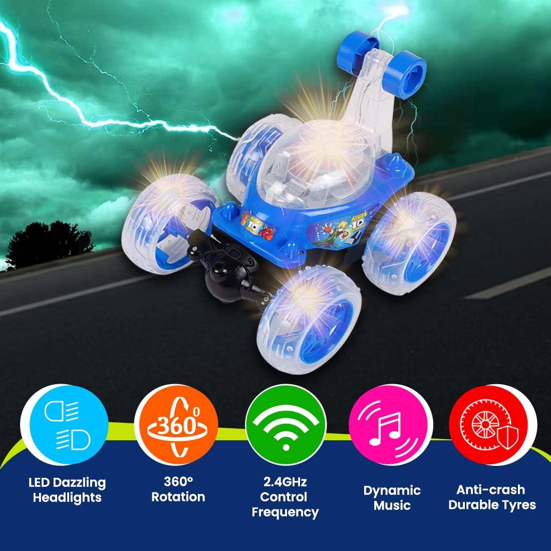 Rechargeable 5 Functions 360° Rotating & Rolling Big Stunt Car Toy with USB Cable & Remote Controller