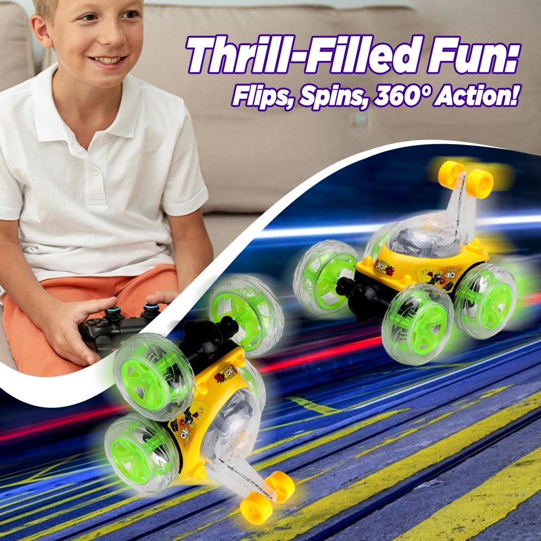 Rechargeable 5 Functions 360° Rotating & Rolling Big Stunt Car Toy with USB Cable & Remote Controller