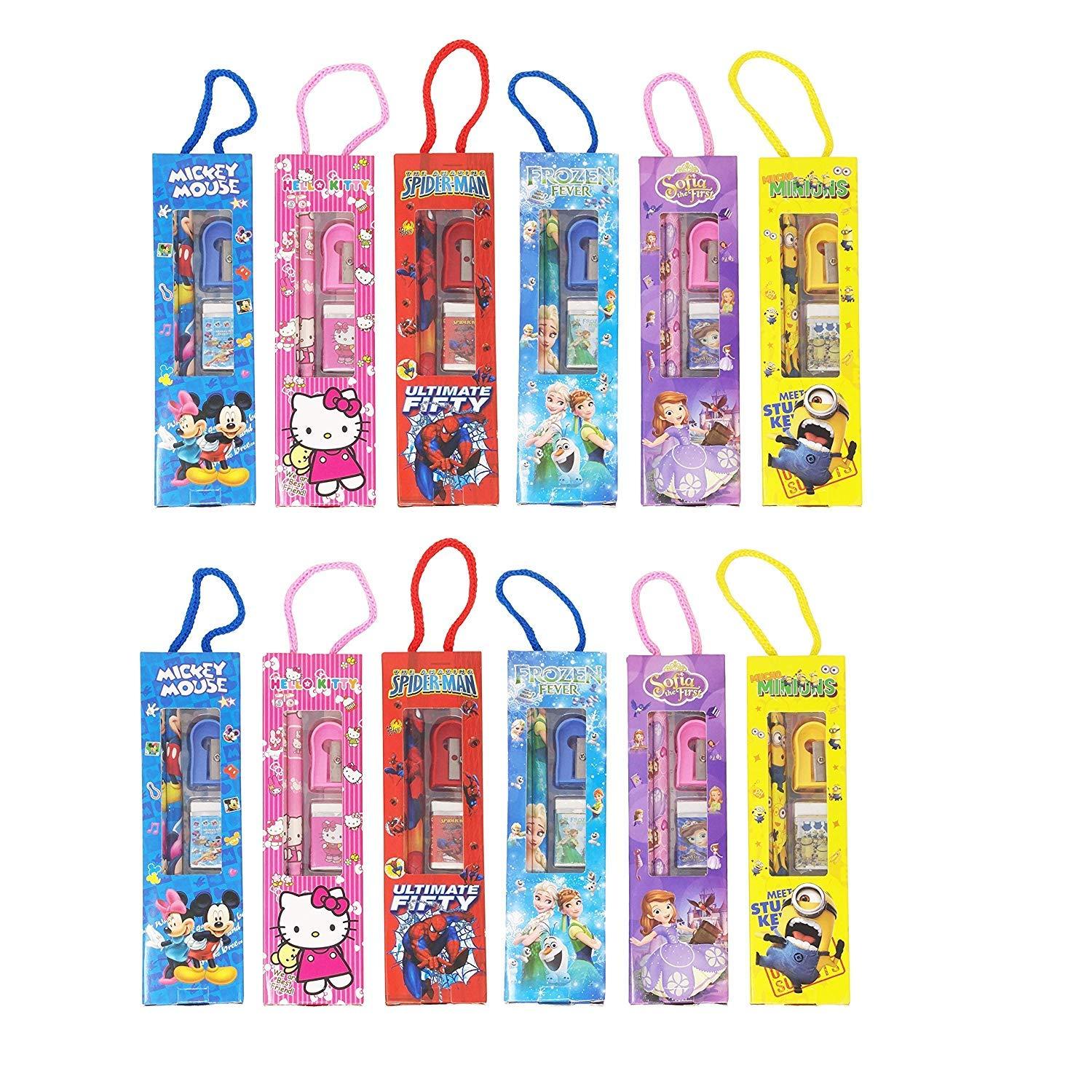 Birthday Party Return Gifts Mix Stationery Kit Set in a Fancy Box for Kids (Pack of 6)