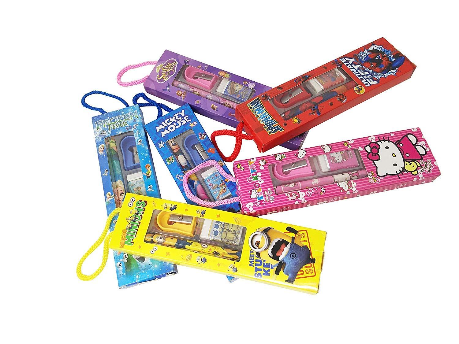 Birthday Party Return Gifts Mix Stationery Kit Set in a Fancy Box for Kids (Pack of 6)