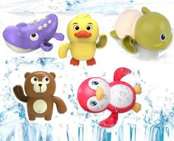 Wind Up Toys 3 Pcs Swimming Duck Turtle Crocodile Penguin Bath Tub Toy for Kids