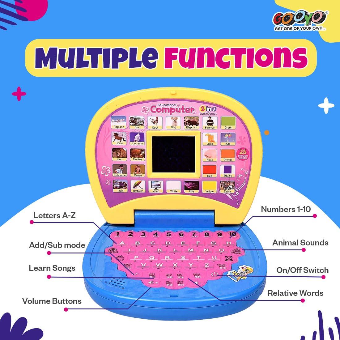 Battery Operated Educational Learning Laptop Toy with LED Display and Music Effect