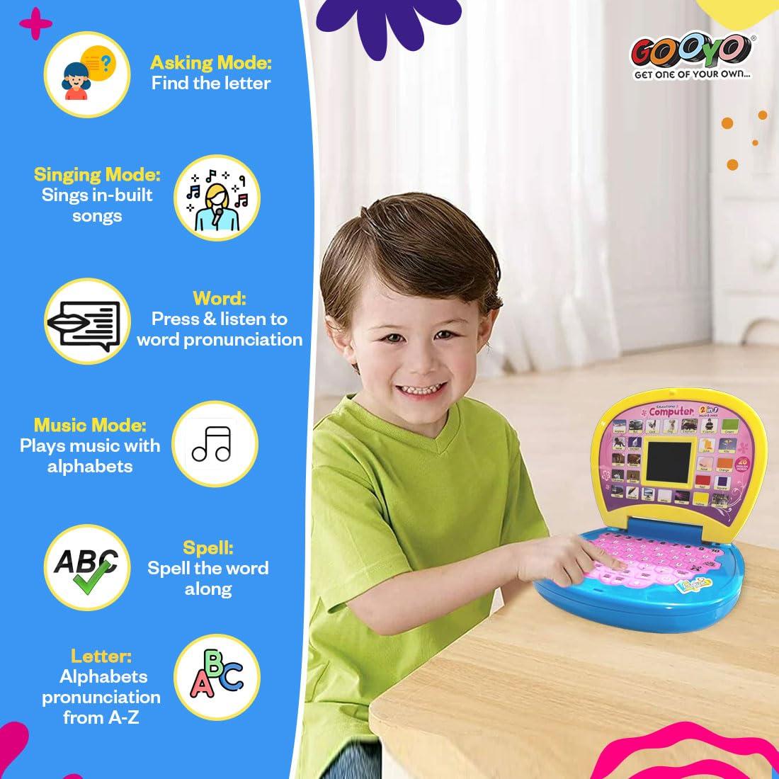 Battery Operated Educational Learning Laptop Toy with LED Display and Music Effect