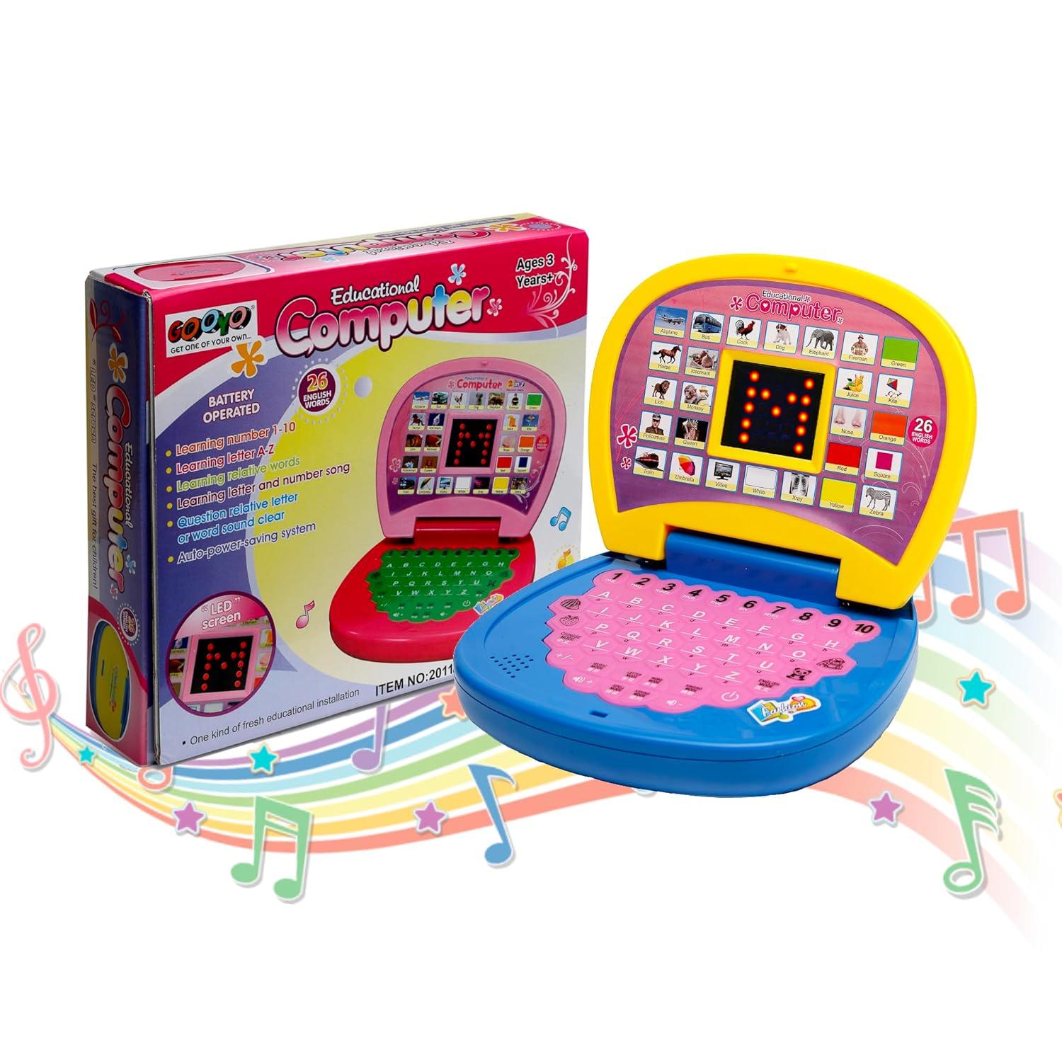Battery Operated Educational Learning Laptop Toy with LED Display and Music Effect