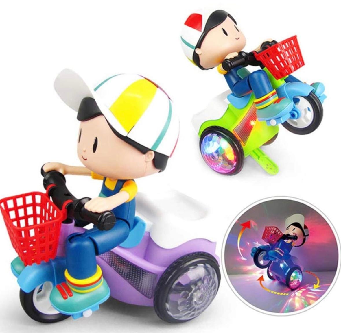 ABS Plastic Bump & Go Stunt Tricycle Boy Toy with 3D Lights For Kids
