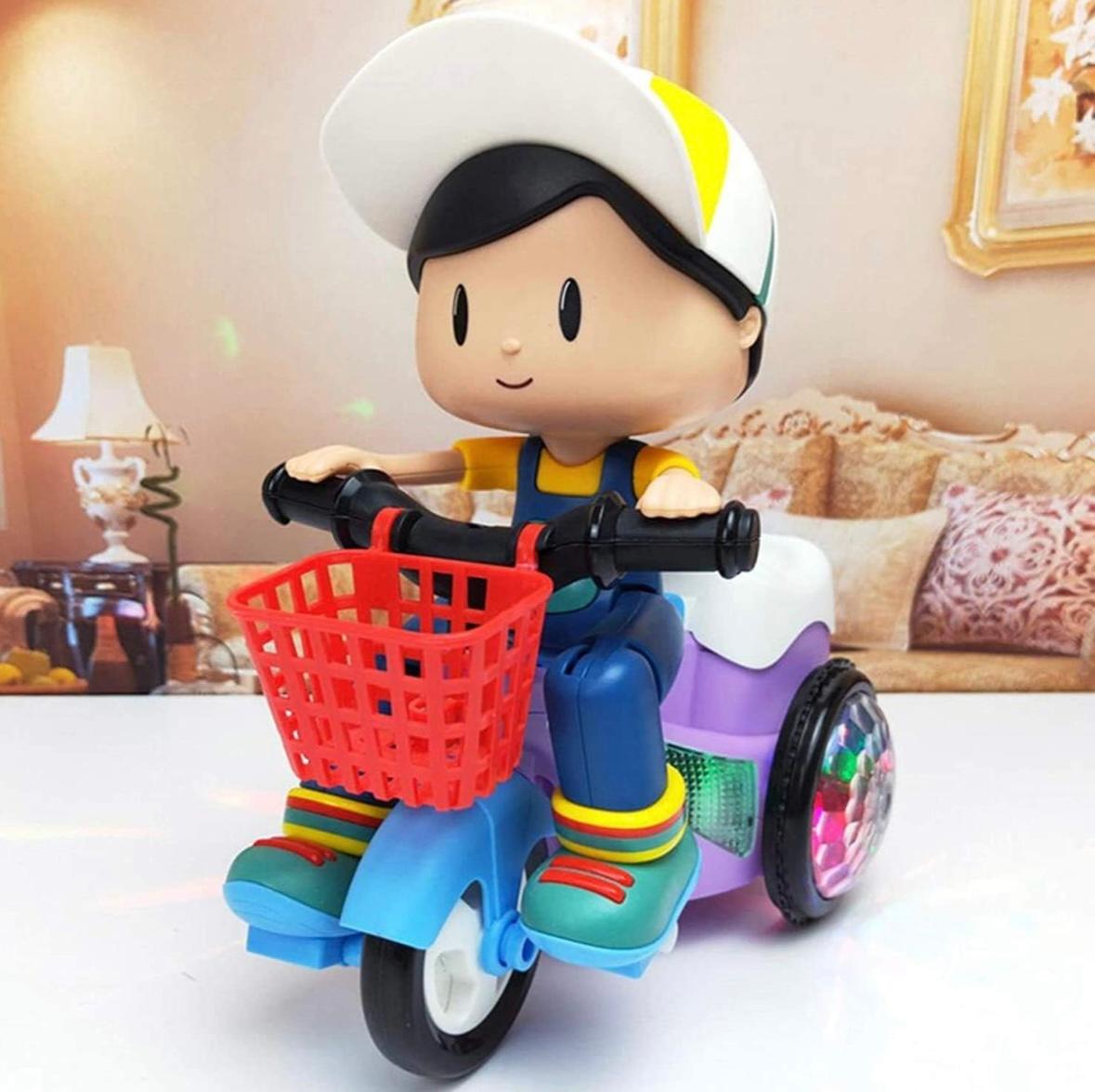 ABS Plastic Bump & Go Stunt Tricycle Boy Toy with 3D Lights For Kids