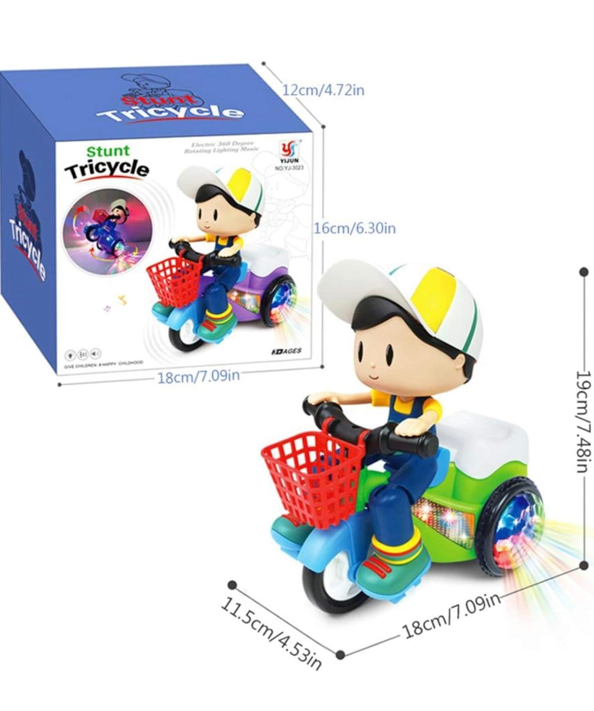 ABS Plastic Bump & Go Stunt Tricycle Boy Toy with 3D Lights For Kids