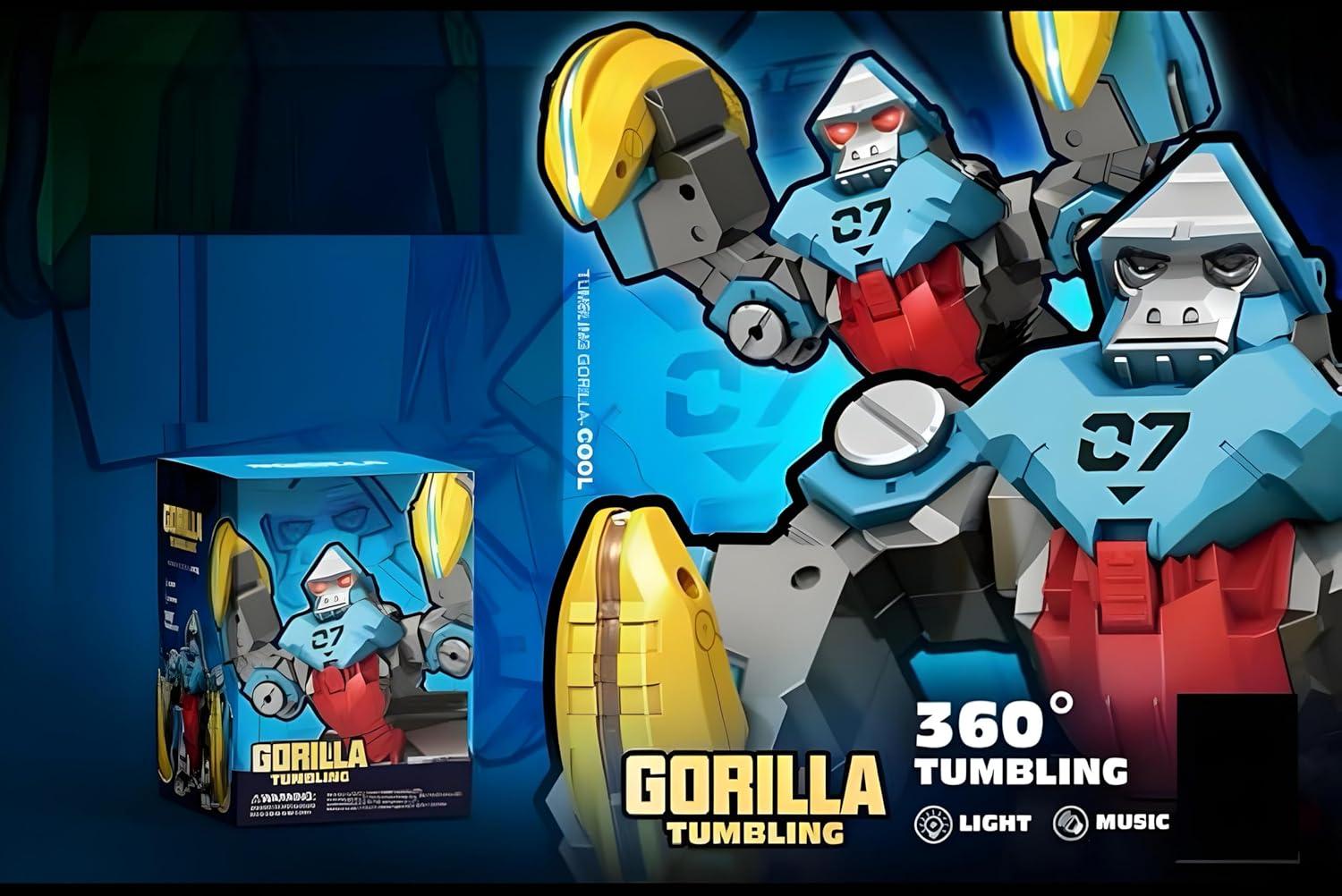 Gorilla Tumbling and Flipping Dancing Musical Toy with 360 Degree Rolling Gorilla Banana Lights and Music for Kids