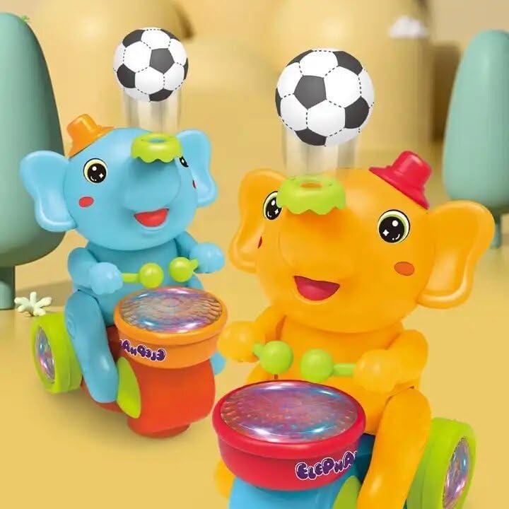 Musical Walking Elephant Drummer Toy for Kids & Toddlers with Flashing Light & Amazing Sound Beating Drum Blowing Ball
