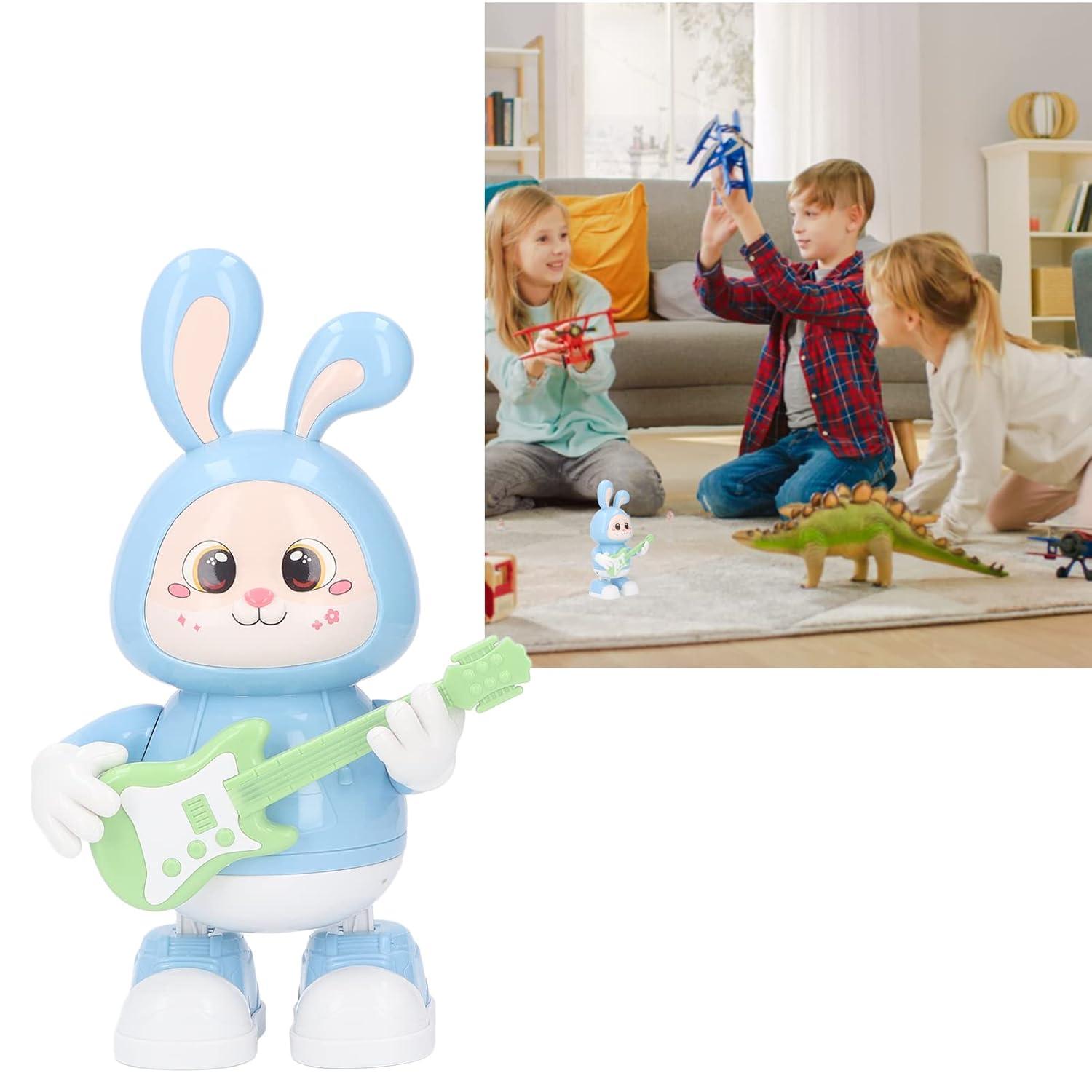 Electronic Interactive Rabbit Guitar LED Light Dancing Bunny Model Robot for Kids