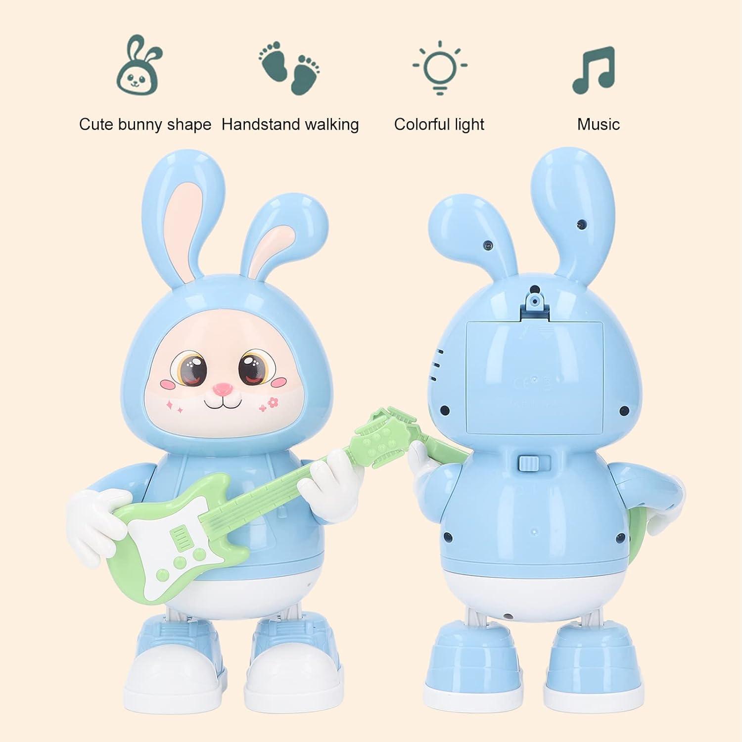 Electronic Interactive Rabbit Guitar LED Light Dancing Bunny Model Robot for Kids