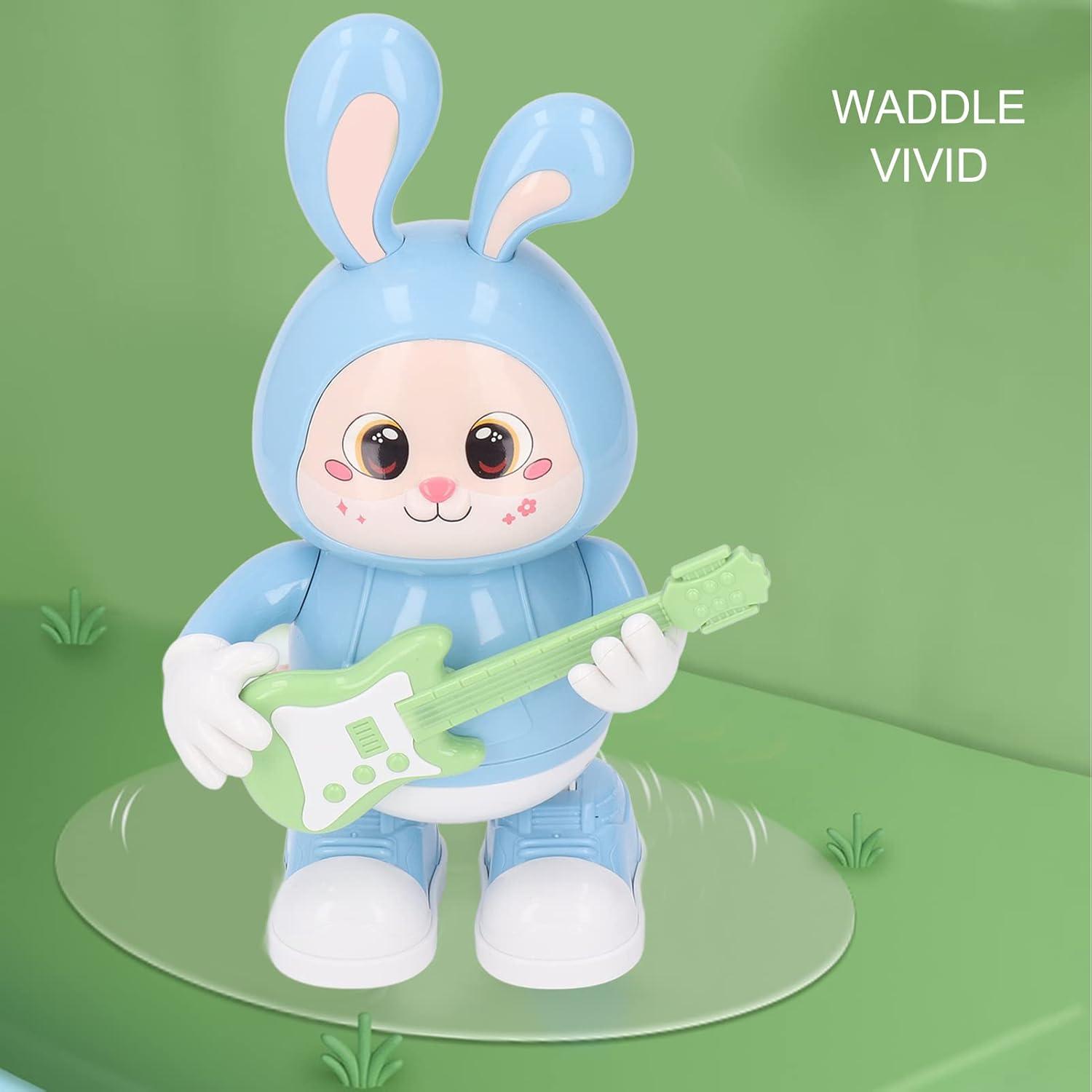 Electronic Interactive Rabbit Guitar LED Light Dancing Bunny Model Robot for Kids