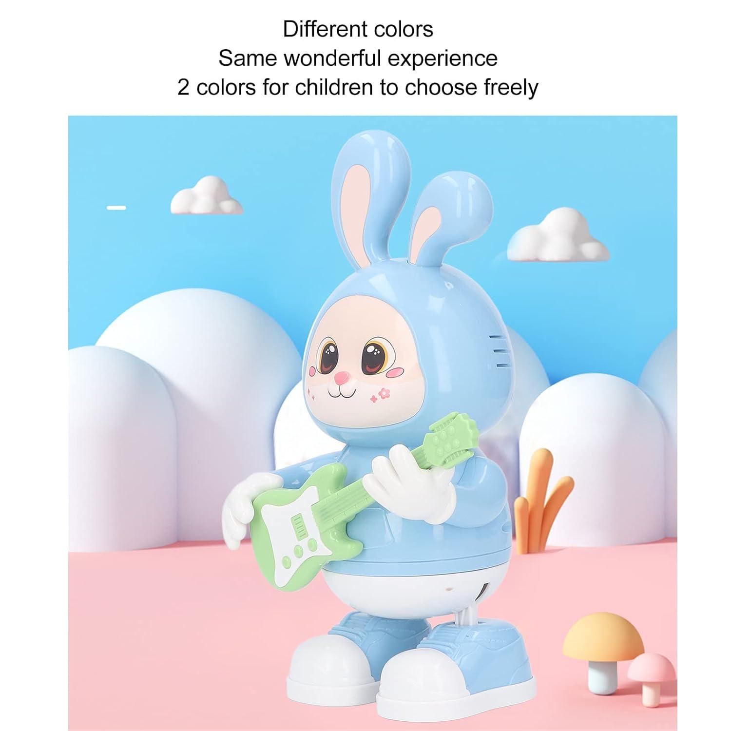 Electronic Interactive Rabbit Guitar LED Light Dancing Bunny Model Robot for Kids