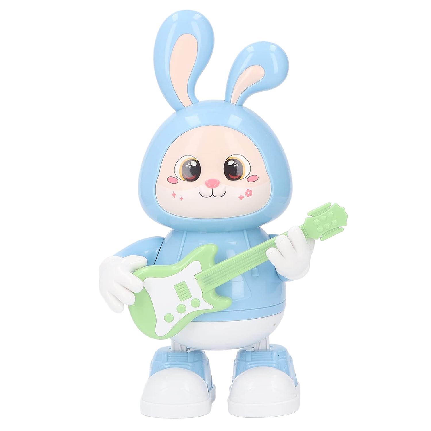 Electronic Interactive Rabbit Guitar LED Light Dancing Bunny Model Robot for Kids