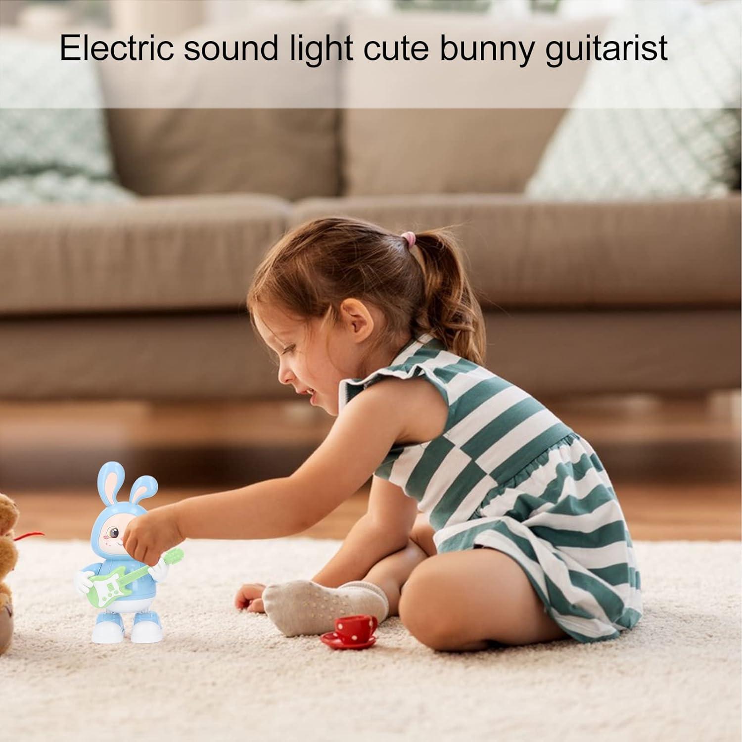 Electronic Interactive Rabbit Guitar LED Light Dancing Bunny Model Robot for Kids