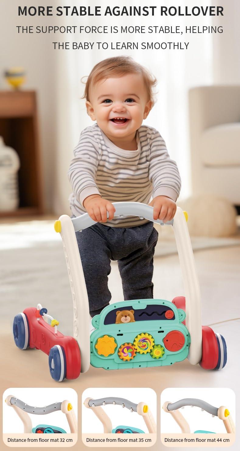 2 in 1 Musical Baby Play Gym with Convertible Walker| Push Walker with Play Piano, Lights, Rattles & Tummy Time Mat for Babies & Toddlers