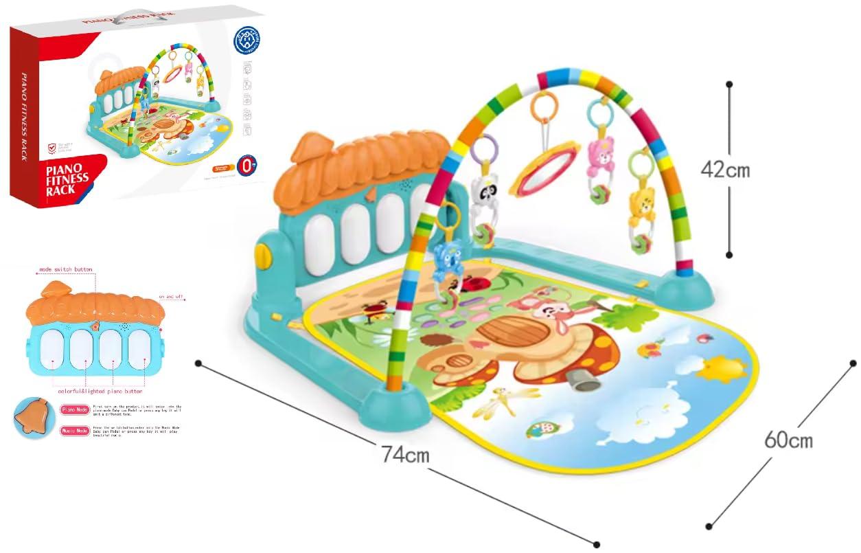 2 in 1 Musical Baby Play Gym with Convertible Walker| Push Walker with Play Piano, Lights, Rattles & Tummy Time Mat for Babies & Toddlers