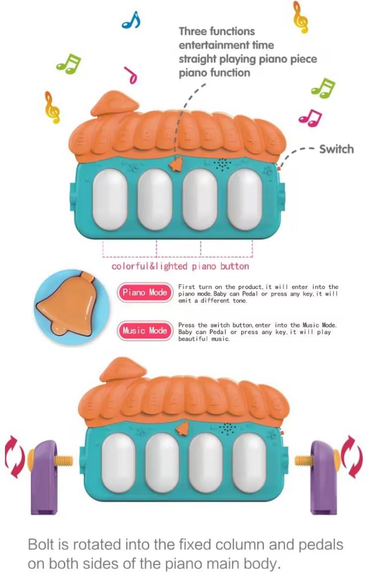 2 in 1 Musical Baby Play Gym with Convertible Walker| Push Walker with Play Piano, Lights, Rattles & Tummy Time Mat for Babies & Toddlers