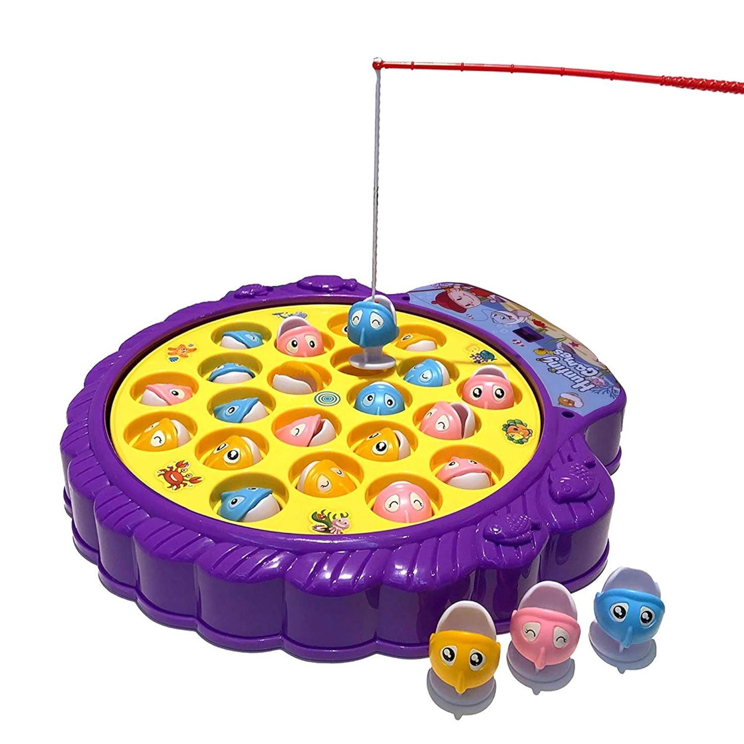 Fishing Game Toys with Slideway, Electronic Toy Fishing Set with Magnetic Pond, Learning Educational Toys