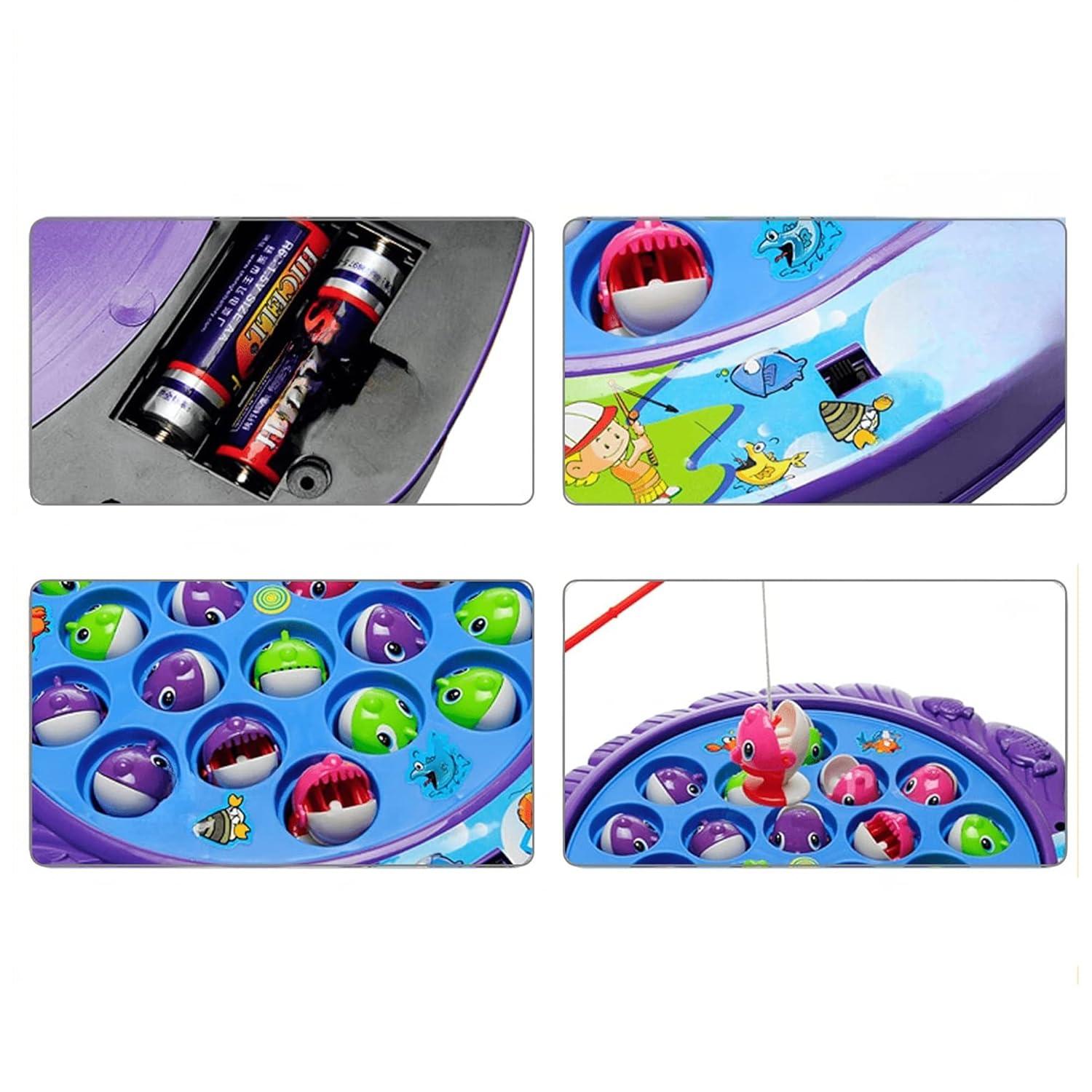 Fishing Game Toys with Slideway, Electronic Toy Fishing Set with Magnetic Pond, Learning Educational Toys