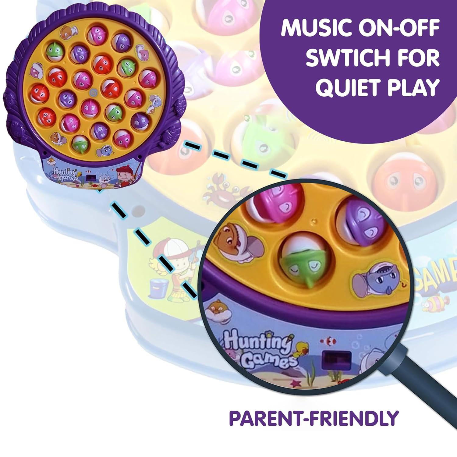 Fishing Game Toys with Slideway, Electronic Toy Fishing Set with Magnetic Pond, Learning Educational Toys