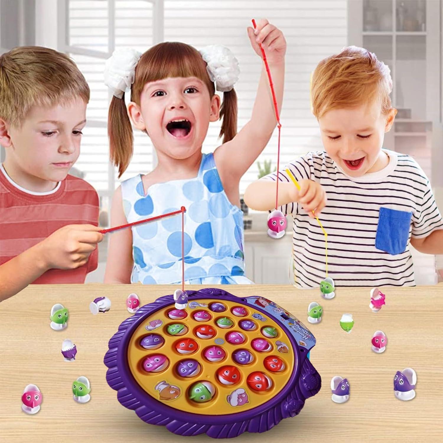 Fishing Game Toys with Slideway, Electronic Toy Fishing Set with Magnetic Pond, Learning Educational Toys