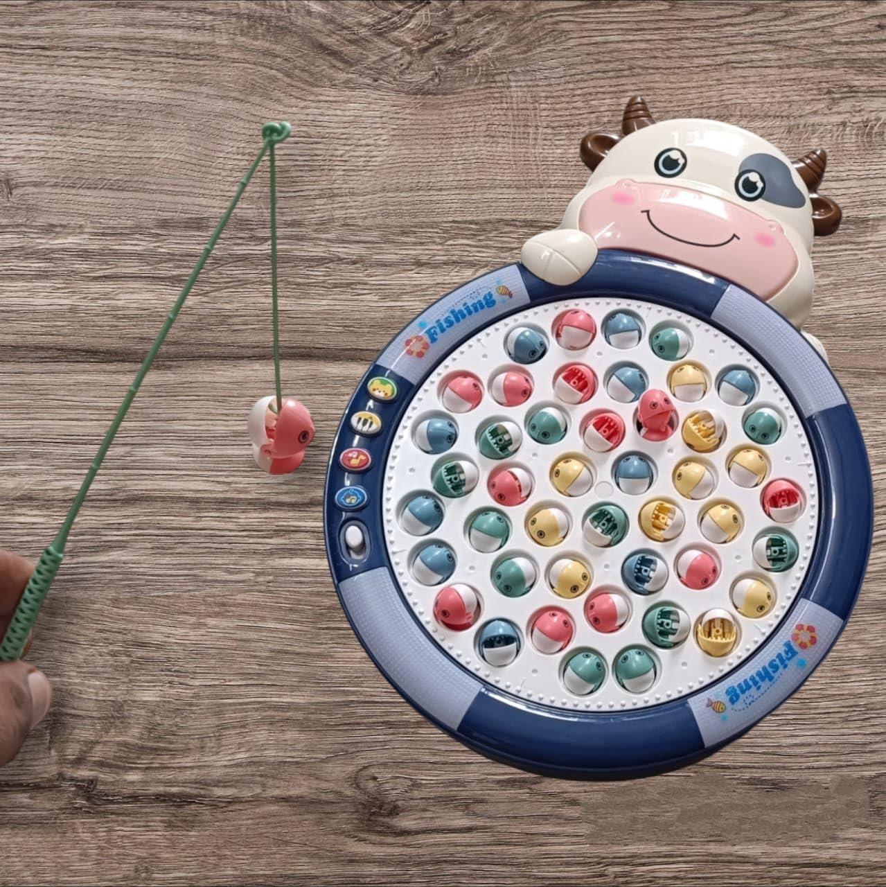 Fishing Rotating Pond with 45 Pcs Fish, 4 Fishing Pole and Music Effect for Kids - Multicolor