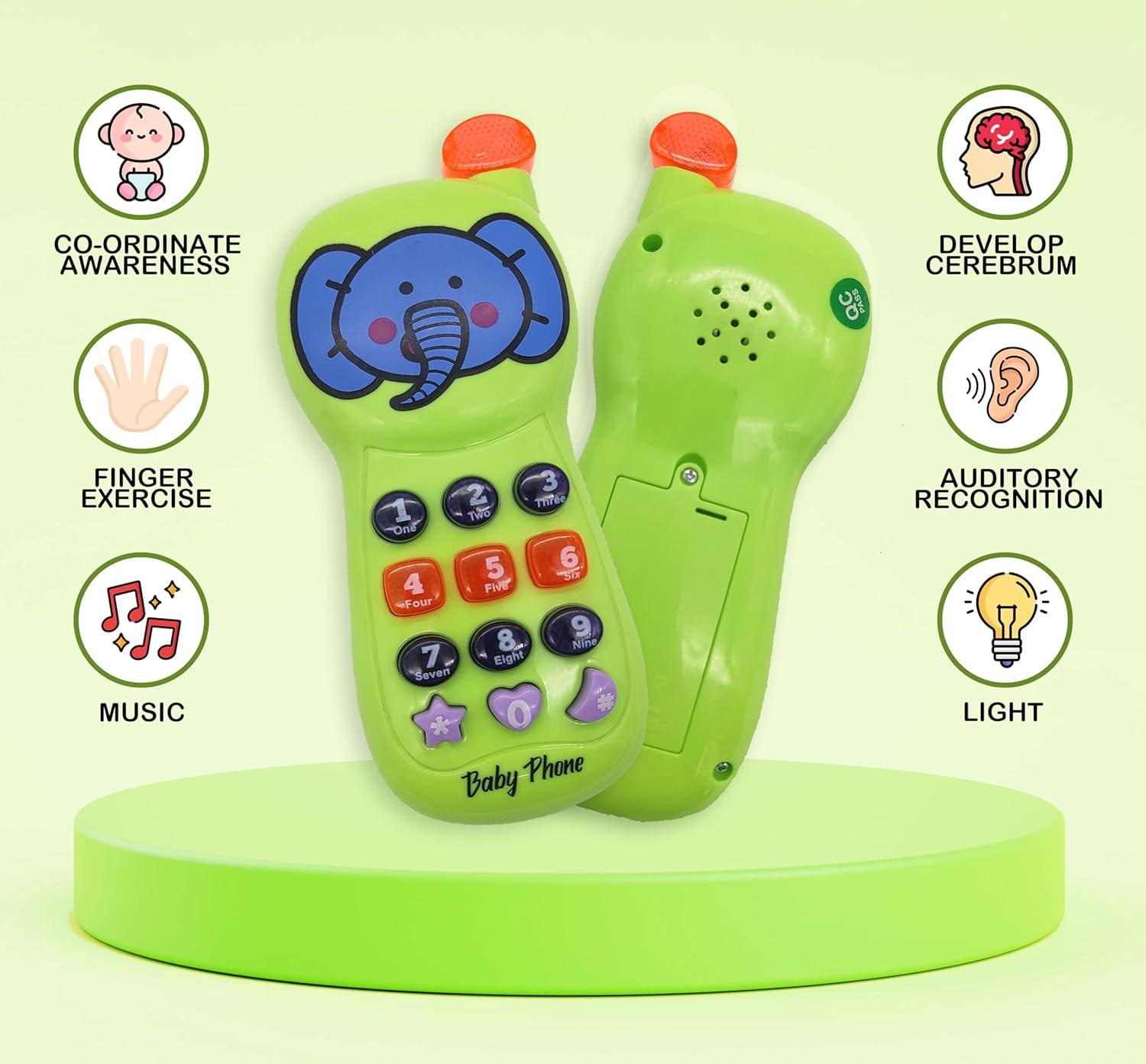 Mobile Phone Retro Style Realistic Look Pretend Play Toy for Kids Toddlers with Blinking Light and Dynamic Music