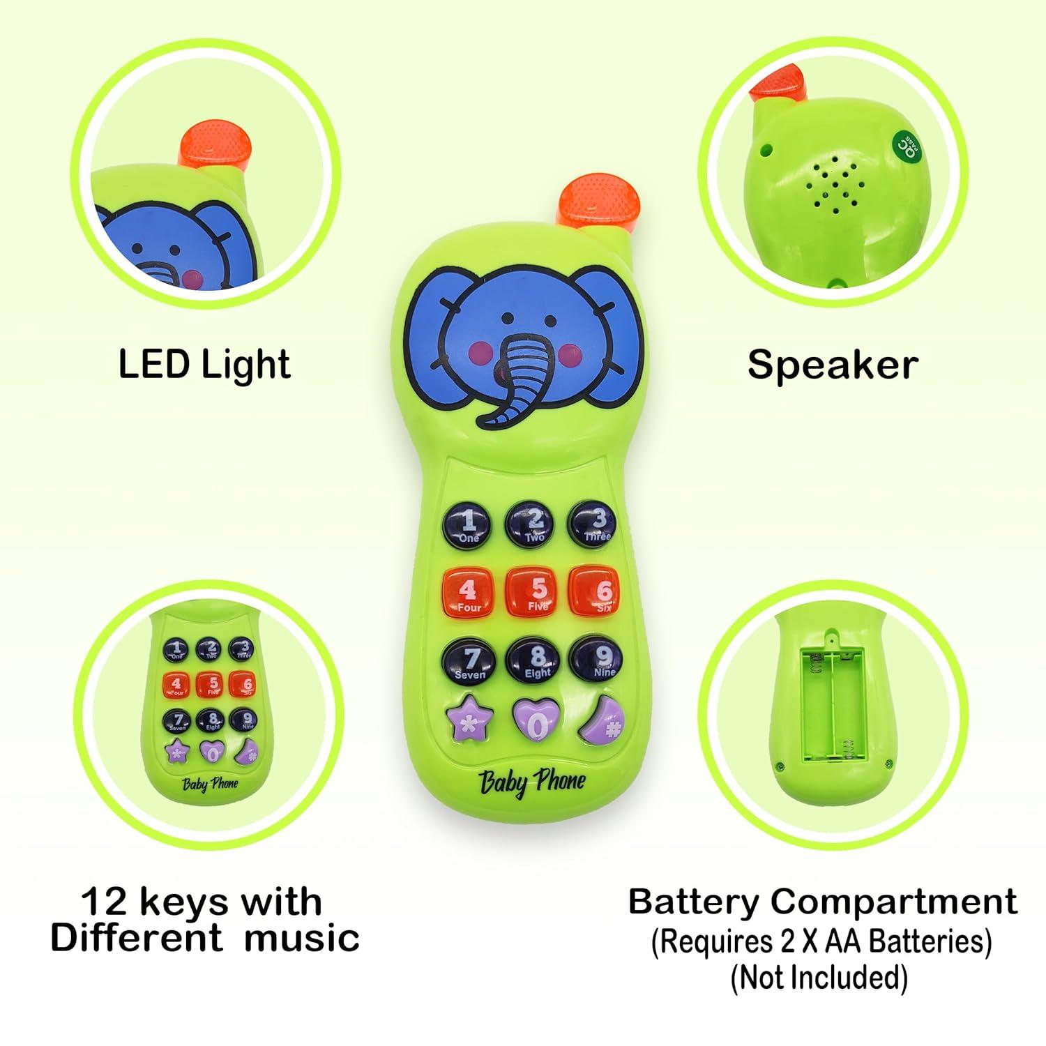 Mobile Phone Retro Style Realistic Look Pretend Play Toy for Kids Toddlers with Blinking Light and Dynamic Music
