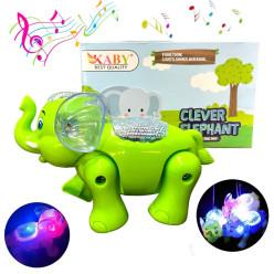 Clever Elephant Electric Toy for Kids Musical Flash Lightning Walking Animal Toy-Color as per Stock