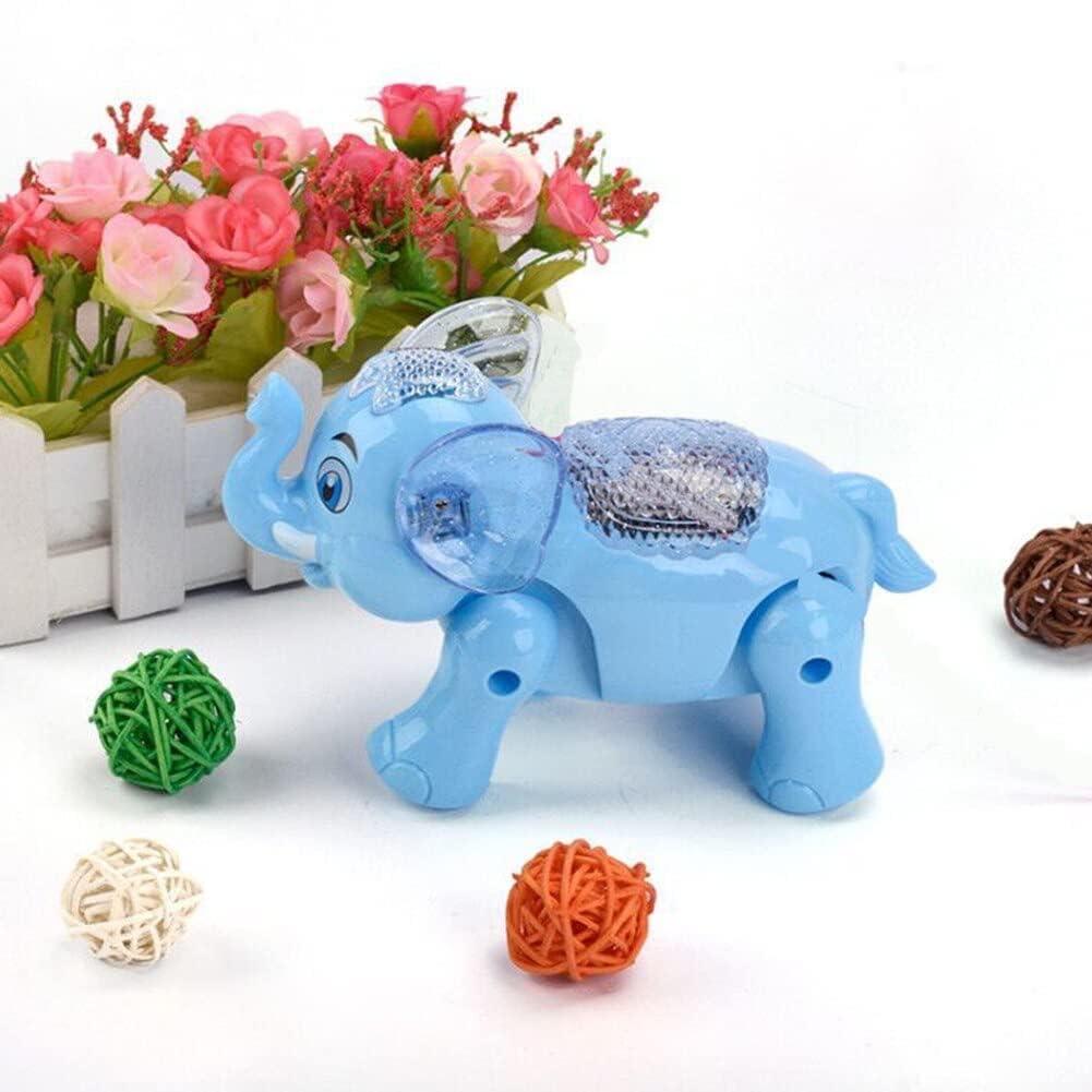 Clever Elephant Electric Toy for Kids Musical Flash Lightning Walking Animal Toy-Color as per Stock