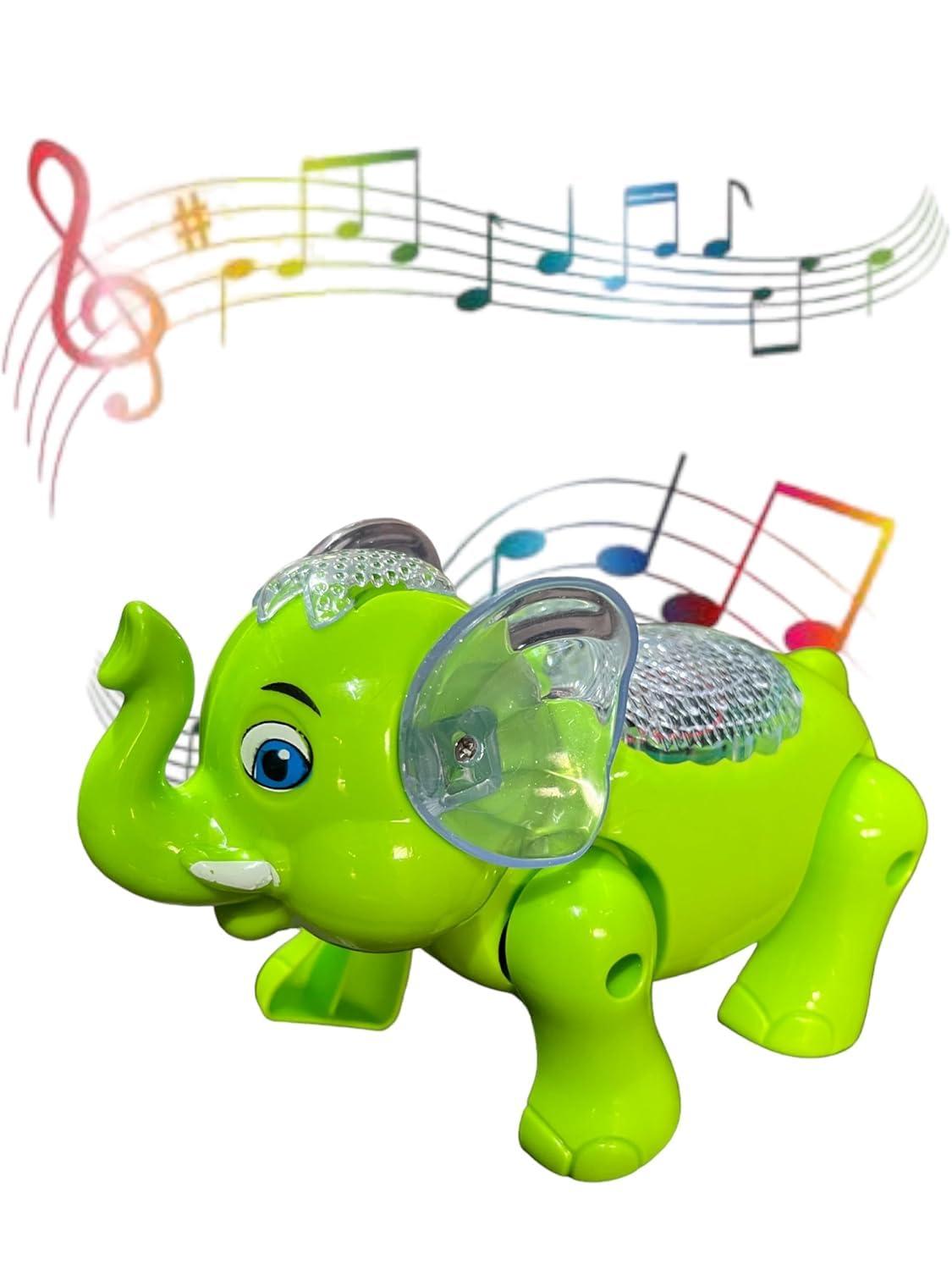 Clever Elephant Electric Toy for Kids Musical Flash Lightning Walking Animal Toy-Color as per Stock