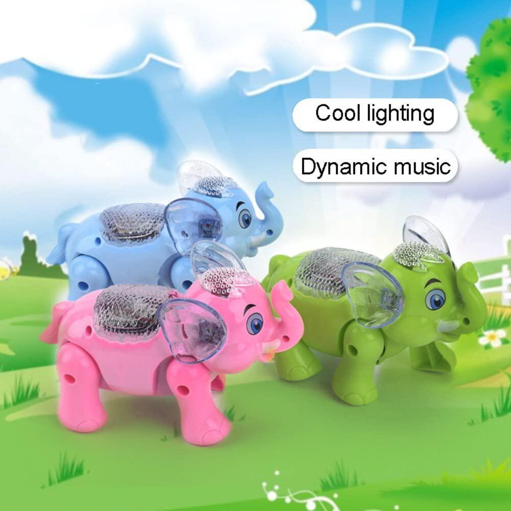 Clever Elephant Electric Toy for Kids Musical Flash Lightning Walking Animal Toy-Color as per Stock