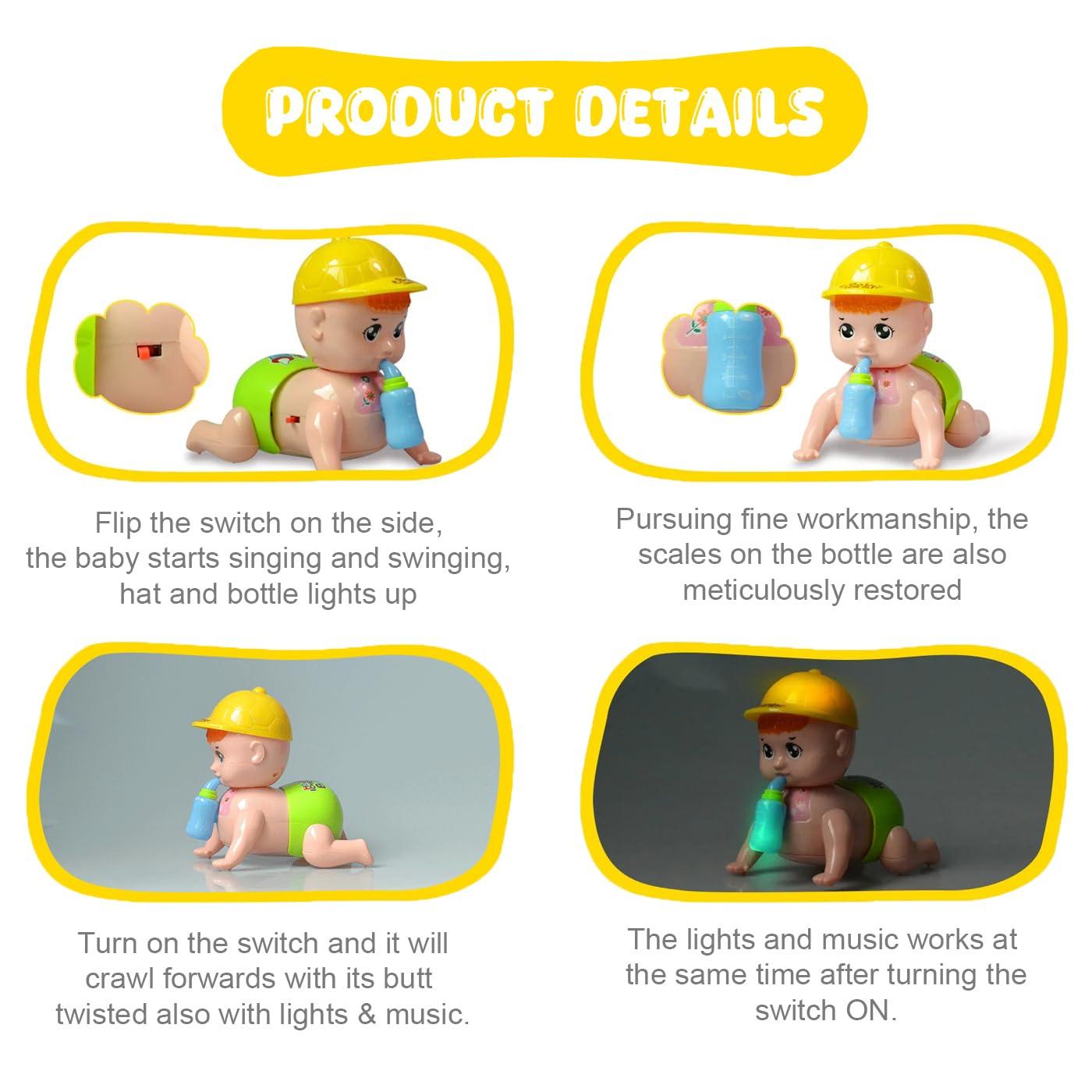 Musical Crawling Baby Toy for Babies Kids Infants - Dazzling Lights and Dynamic Sound - Colour as per Stock