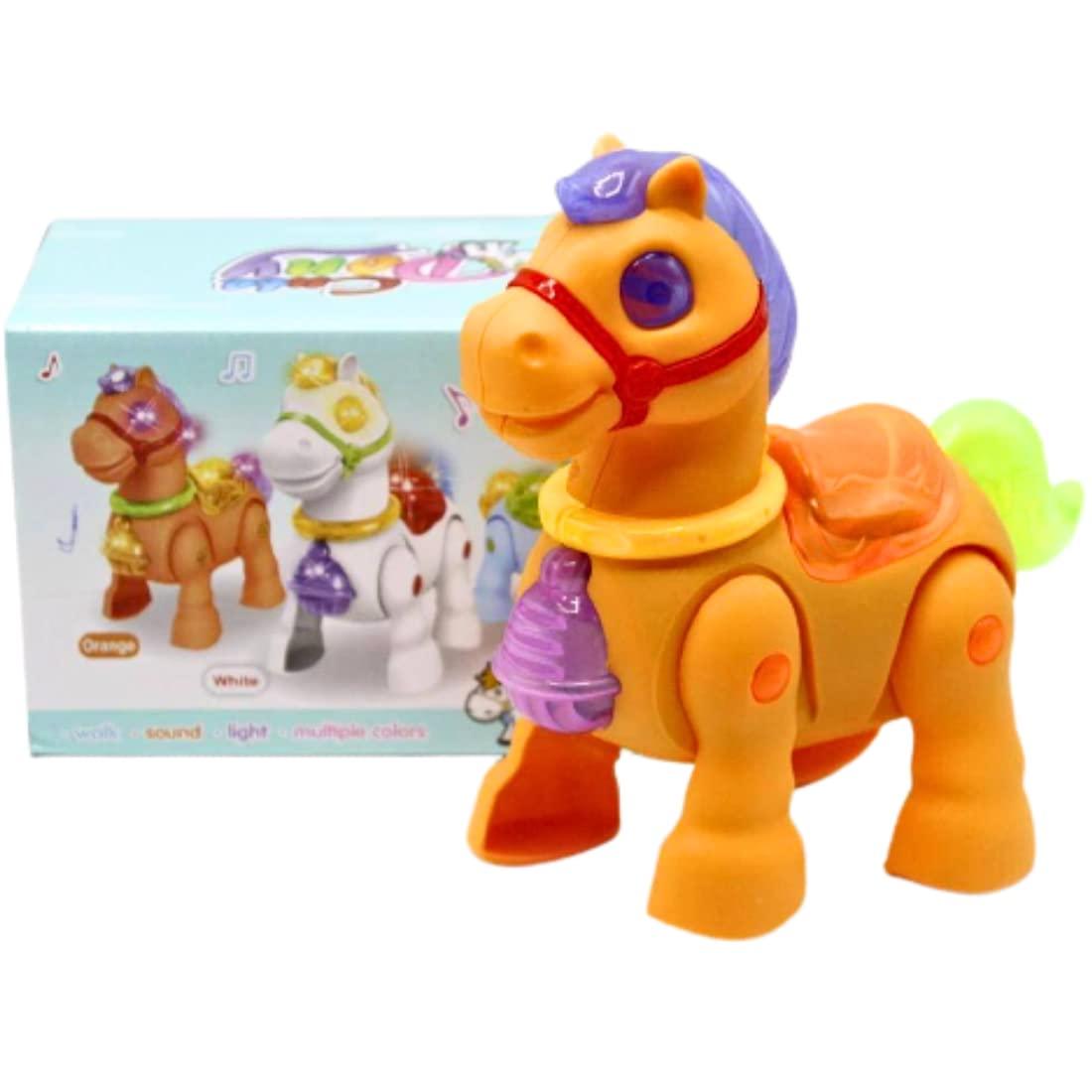 Plastic Pony Horse Walking with Light & Sound Battery Operated Moving Horse Crawling Baby Toy for Kids
