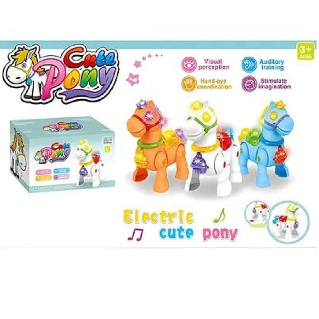 Plastic Pony Horse Walking with Light & Sound Battery Operated Moving Horse Crawling Baby Toy for Kids
