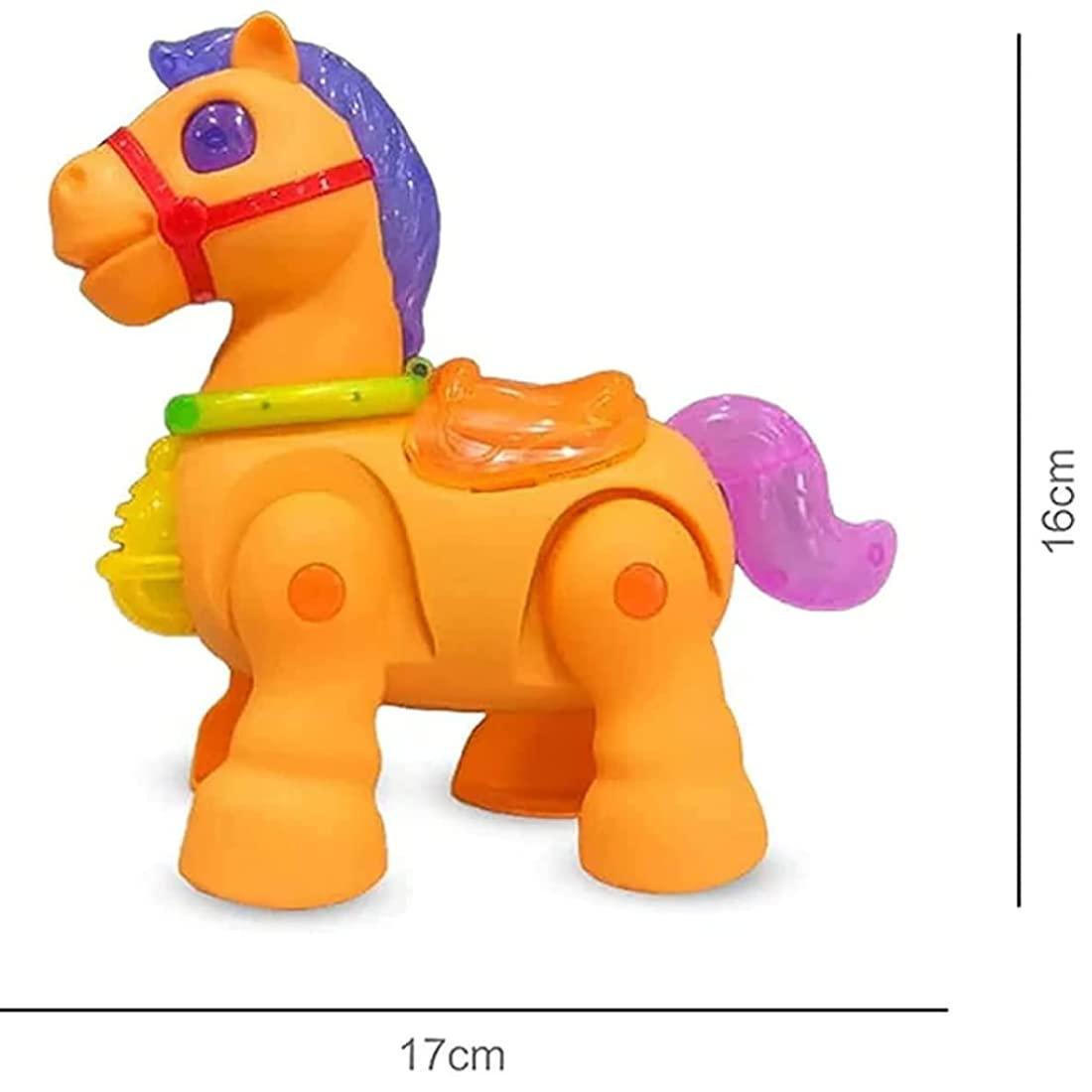 Plastic Pony Horse Walking with Light & Sound Battery Operated Moving Horse Crawling Baby Toy for Kids