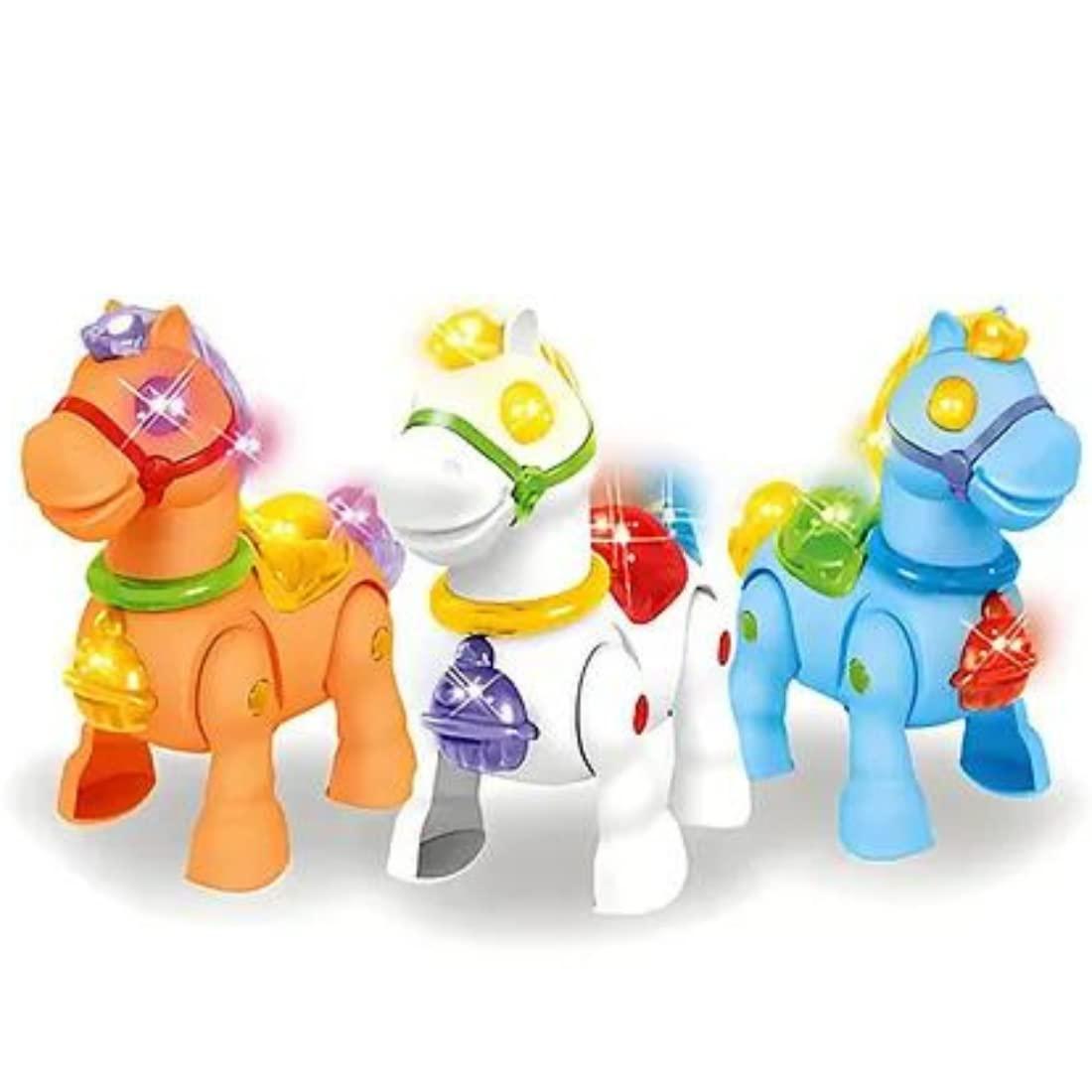 Plastic Pony Horse Walking with Light & Sound Battery Operated Moving Horse Crawling Baby Toy for Kids