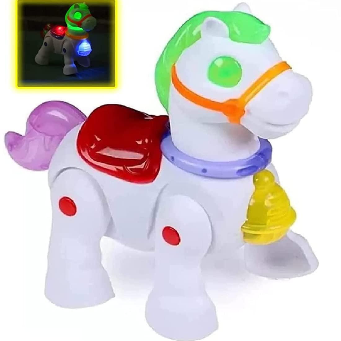 Plastic Pony Horse Walking with Light & Sound Battery Operated Moving Horse Crawling Baby Toy for Kids