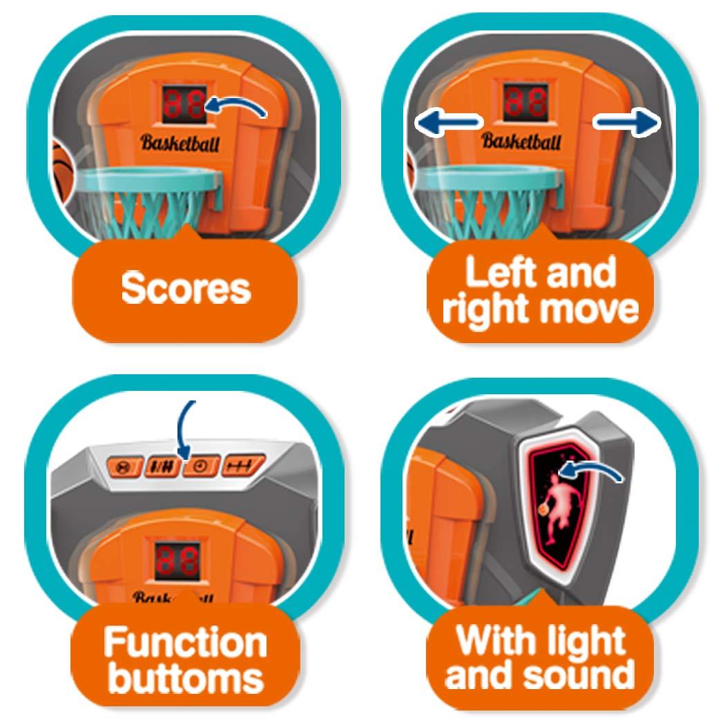 Basketball Shooting Game Toy, Desktop Table Basketball Games Set with Basketball Court, Move Basket, Light and Score Fun Sports