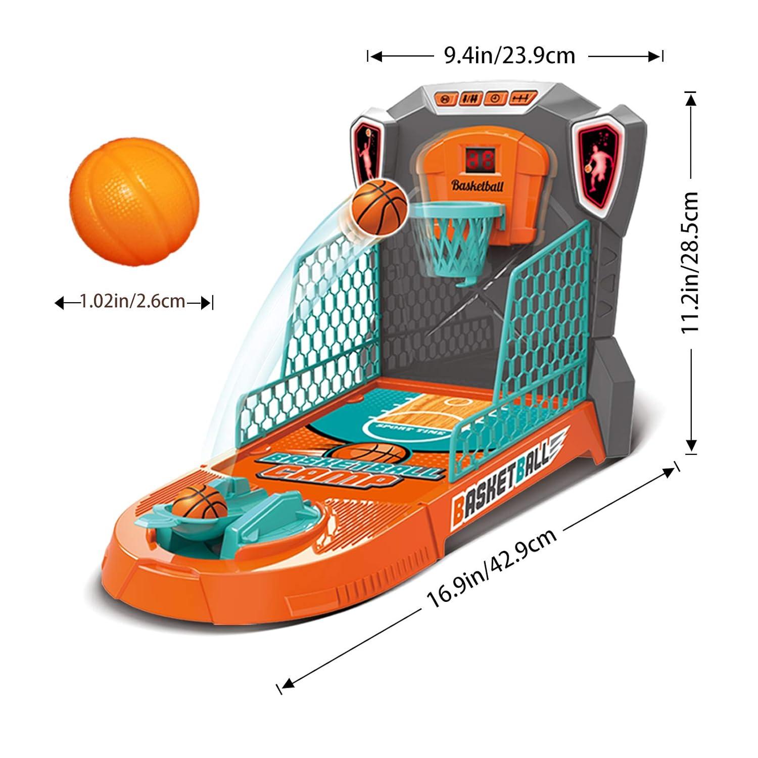 Basketball Shooting Game Toy, Desktop Table Basketball Games Set with Basketball Court, Move Basket, Light and Score Fun Sports