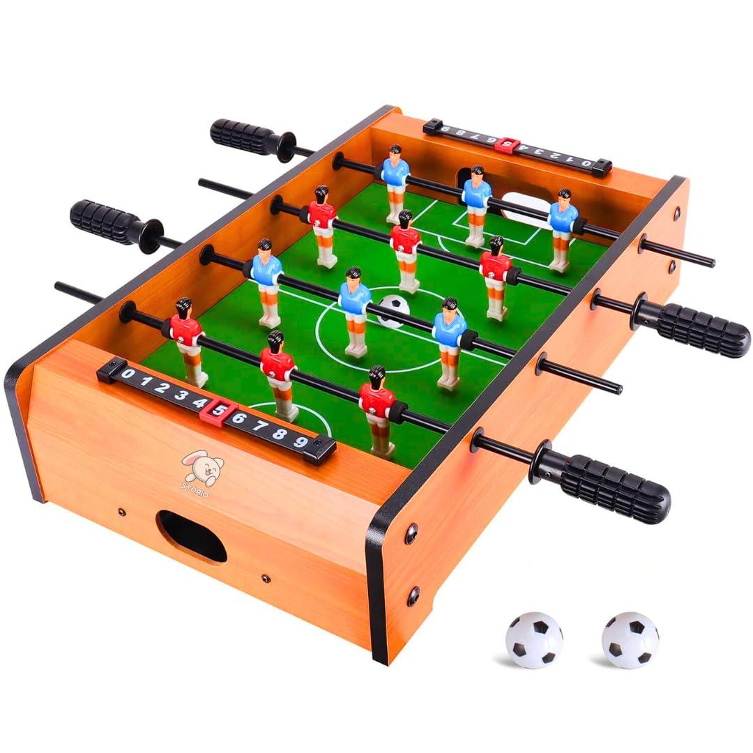 Portable Table Football Game - Foosball (Small) | Table Soccer Game Board | Indoor Sport Games for Boys Girls Adults and Family Mini Football Table for Kids