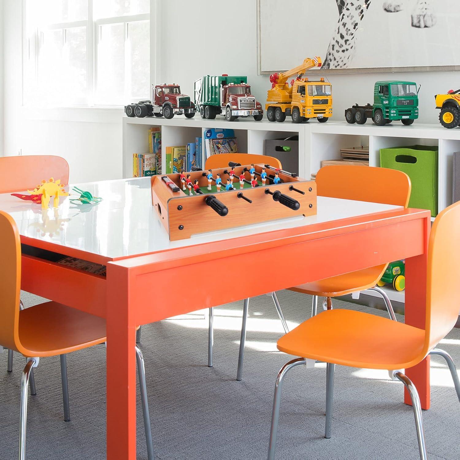 Portable Table Football Game - Foosball (Small) | Table Soccer Game Board | Indoor Sport Games for Boys Girls Adults and Family Mini Football Table for Kids