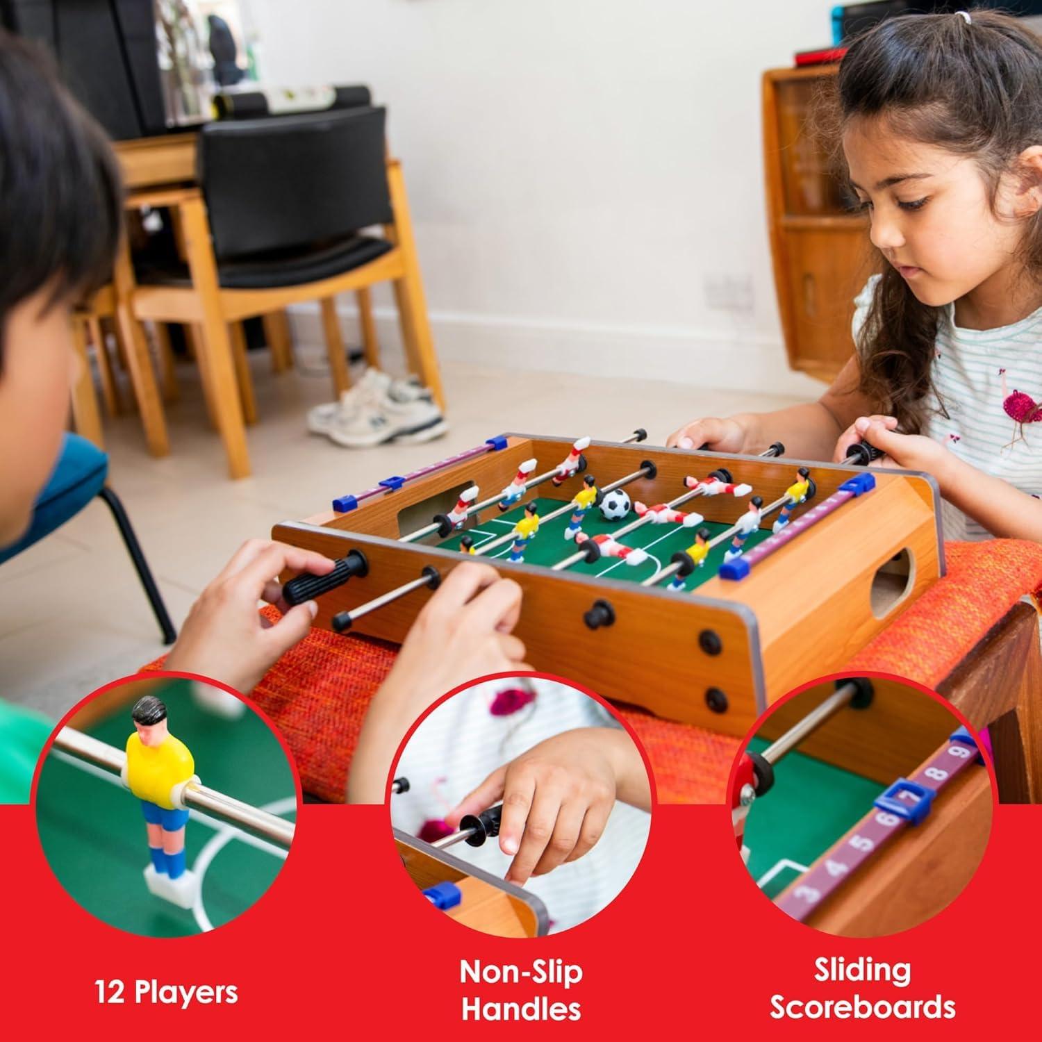 Portable Table Football Game - Foosball (Small) | Table Soccer Game Board | Indoor Sport Games for Boys Girls Adults and Family Mini Football Table for Kids